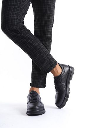 کفش اسنیکر مشکی مردانه چرم اصل CZ London - کد 857603426