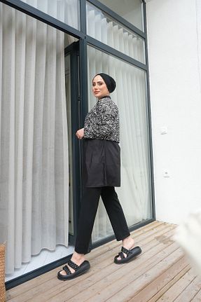 مایو حجاب مشکی زنانه چاپی lurex moda - کد 813058327
