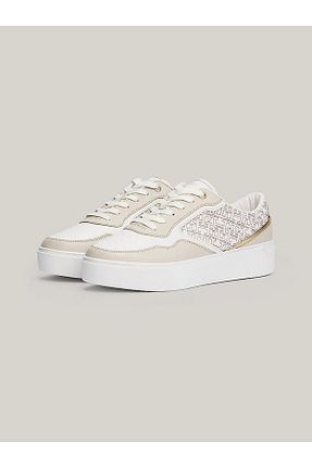 کفش اسنیکر طلائی زنانه بند دار Tommy Hilfiger - کد 857686105