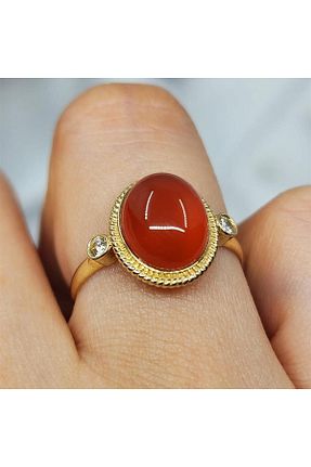 انگشتر نقره زرد زنانه عقیق FasekGold - کد 95880567
