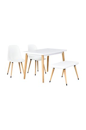 ست میز آشپزخانه سفید چوب VİLİNZE - کد 372581756