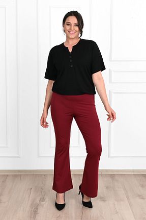 ساق شلواری زرشکی زنانه بافتنی Koza Butik - کد 703138873