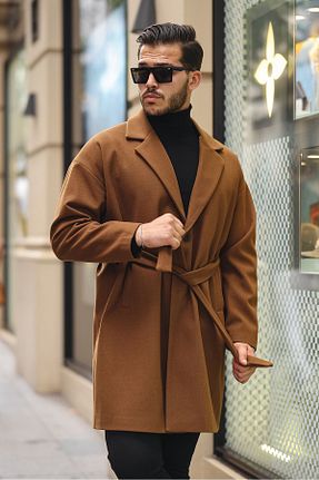 پالتو پشمی قهوه ای مردانه اورسایز gm giyimarket - کد 854055528