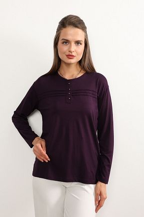 بلوز بنفش زنانه ساده Nacar Moda - کد 285835296