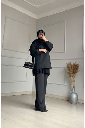 ست بالاتنه و پائین تنه مشکی زنانه اورسایز Line - کد 857756949