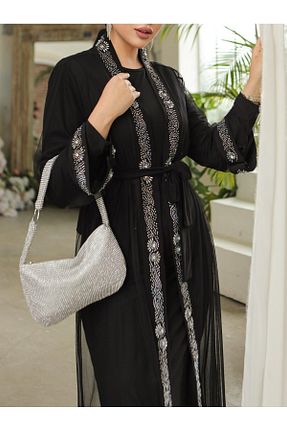 لباس مجلسی حجاب مشکی زنانه یقه ایستاده HİJABAYA - کد 857803438