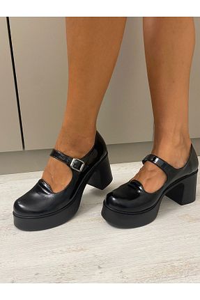 کفش پاشنه بلند پر مشکی زنانه پاشنه متوسط (5-9 سانتی متر) Kesim Shoes - کد 857638239