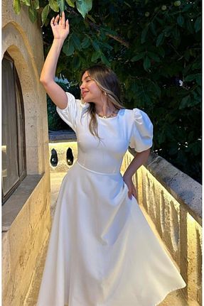 لباس سفید زنانه بافتنی Afiş Butik - کد 844600780