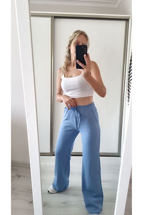 شلوار آبی زنانه پارچه Garamak - کد 857777260