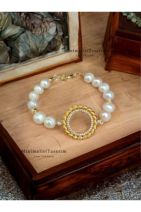 دستبند مروارید طلائی مروارید آب شیرین MinimalistTasarım - کد 810344972