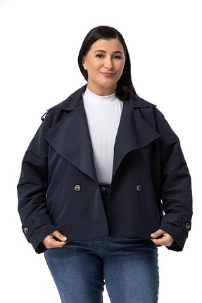 ترنچکت سایز بزرگ سرمه ای زنانه پلی استر DISENTIS MODEST - کد 857809456