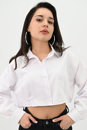 پیراهن سفید زنانه کراپ Koza Butik - کد 815570325