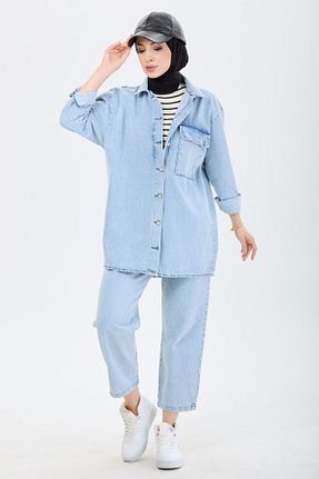 ست بالاتنه و پائین تنه حجاب آبی زنانه رگولار TOFİSA - کد 795264641