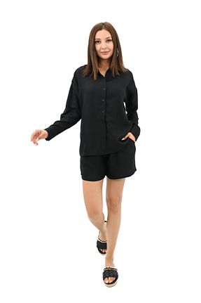 ست بالاتنه و پائین تنه مشکی زنانه بافتنی Koza Butik - کد 835673802