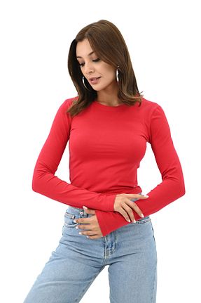 بادی قرمز زنانه یقه دوچرخه Koza Butik - کد 796425247
