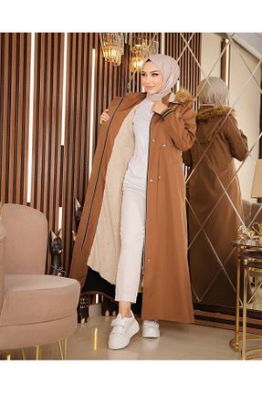 کاپشن حجاب قهوه ای زنانه پلی استر YILDIZ İSTANBUL MODA - کد 857820792