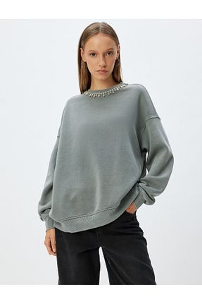سوئیشرت طوسی زنانه ساده Koton - کد 857636489
