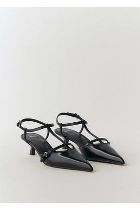 کفش پاشنه بلند کلاسیک مشکی زنانه پارچه ای MANGO - کد 857676898