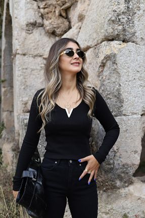 بلوز مشکی زنانه ساده bytugcekaya - کد 787544495