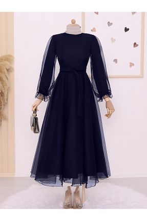 لباس مجلسی حجاب سرمه ای زنانه یقه دوچرخه Modamorfo - کد 809359371