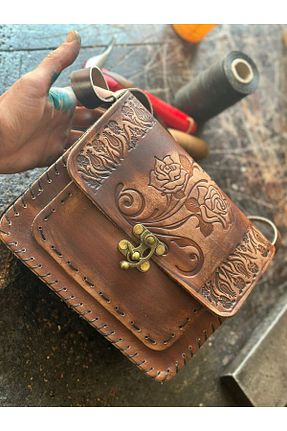 کیف دوشی قهوه ای زنانه چرم خالص zarif atölye - کد 857537384