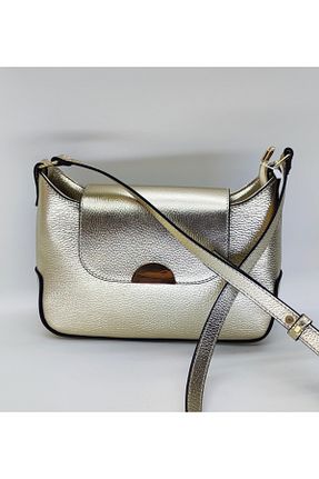 کیف پستچی طلائی زنانه چرم خالص valentina victoria - کد 857487010
