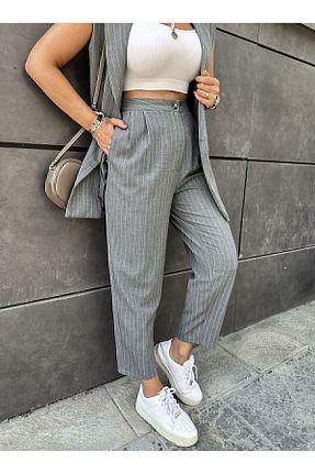ست بالاتنه و پائین تنه طوسی زنانه بافتنی Trend Marfa - کد 823270050