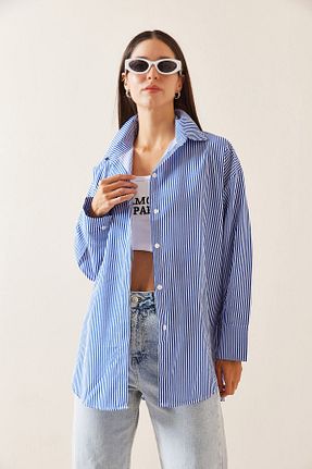 پیراهن آبی زنانه گشاد XHAN - کد 857551943