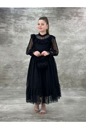 لباس مجلسی و فارغ التحصیلی مشکی بچه گانه دانتل Pumpido - کد 684728580