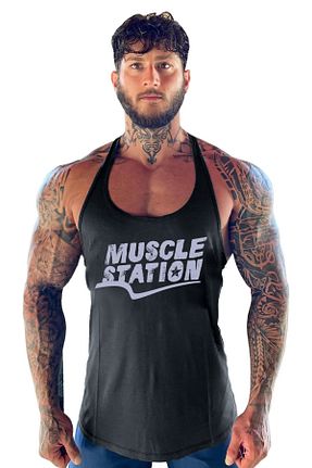 رکابی اسپرت مشکی مردانه بافت Muscle Station - کد 707357467