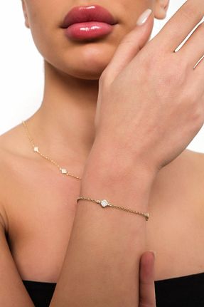دستبند طلا زرد زنانه 14 عیار Side Gold Kuyumculuk - کد 801360315