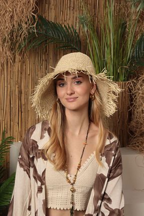 کلاه بژ زنانه حصیر Adalet Bal - کد 837046405