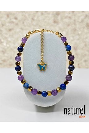 دستبند جواهر طوسی زنانه سنگ طبیعی Naturel Tılsım - کد 340527887