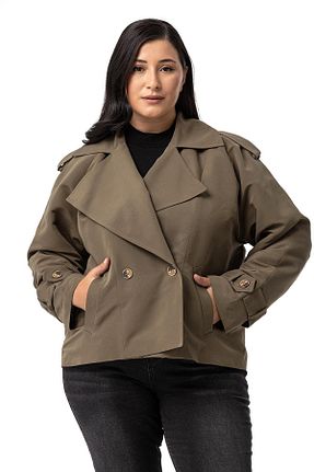 ترنچکت سایز بزرگ خاکی زنانه پلی استر DISENTIS MODEST - کد 857809508