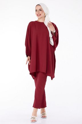 ست گرمکن زرشکی زنانه مخلوط پلی استر TOFİSA - کد 834260761
