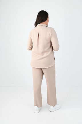ست گرمکن قهوه ای زنانه کتان Koza Butik - کد 807398775