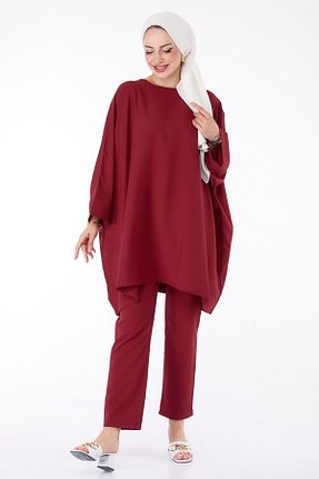 ست گرمکن زرشکی زنانه مخلوط پلی استر TOFİSA - کد 834260761