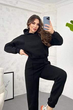 ست گرمکن مشکی زنانه %100 پنبه Koza Butik - کد 781323960