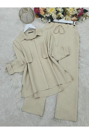 ست بالاتنه و پائین تنه حجاب بژ زنانه رگولار HİJABAYA - کد 857878765