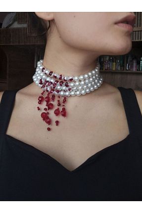 گردنبند جواهر سفید زنانه سنگ SHİNELİZE - کد 683215848