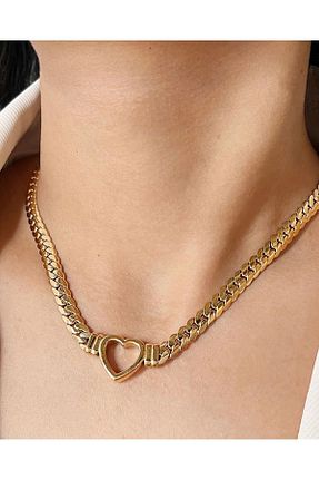 گردنبند استیل ( فولاد ) طلائی زنانه استیل (فولاد) CHARMLUCKY - کد 796762923