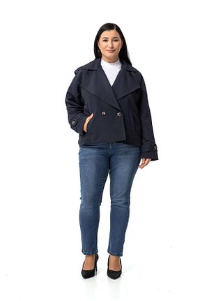 ترنچکت سایز بزرگ سرمه ای زنانه پلی استر DISENTIS MODEST - کد 857809456