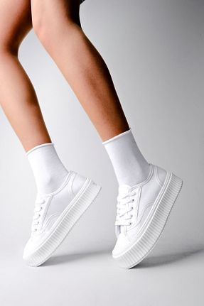 کفش اسنیکر سفید زنانه بند دار LAL SHOES & BAGS - کد 816201658