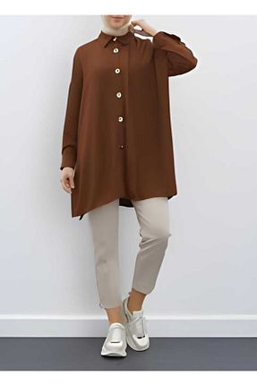 پیراهن حجاب قهوه ای زنانه سایز بزرگ CNG MODA - کد 857810545
