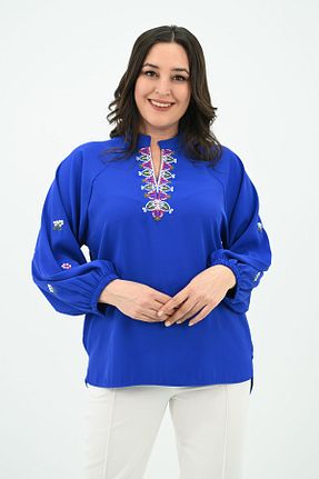 بلوز سرمه ای زنانه سایز بزرگ Koza Butik - کد 819008125