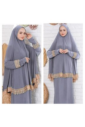 لباس حجاب طوسی زنانه اورسایز Kutay Collection - کد 824431833