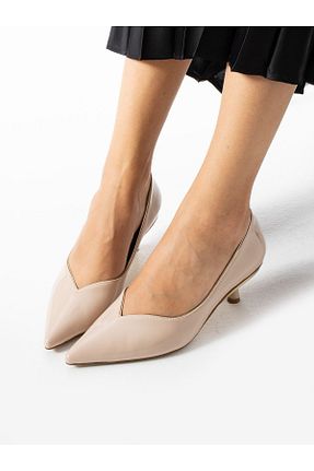 کفش پاشنه بلند کلاسیک بژ زنانه چرم لاکی Alemdar Shoes - کد 857888612
