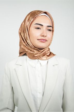 روسری قهوه ای پلی استر LOSYANA - کد 857810153