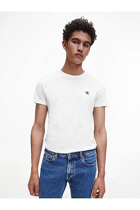 تیشرت سفید مردانه یقه دوچرخه Calvin Klein - کد 731476880