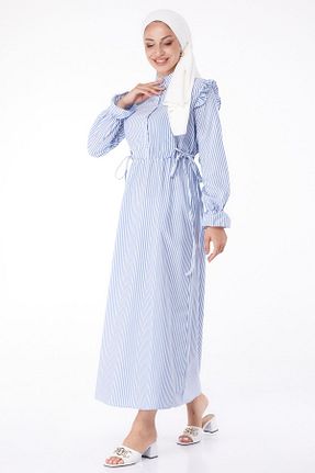 لباس حجاب آبی زنانه اسلیم فیت TOFİSA - کد 855545051